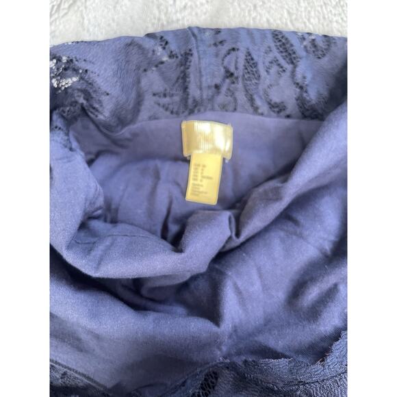 H&M Women’s Lace Dress V Neck Navy Blue Classy Semi Sheer Lined Slim Fit Sz 6 - Picture 8 of 9